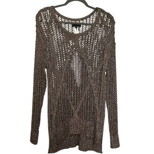 I Jeans by Buffalo Medium Gold Metallic And Black Sweater Large Knit Long sleeve